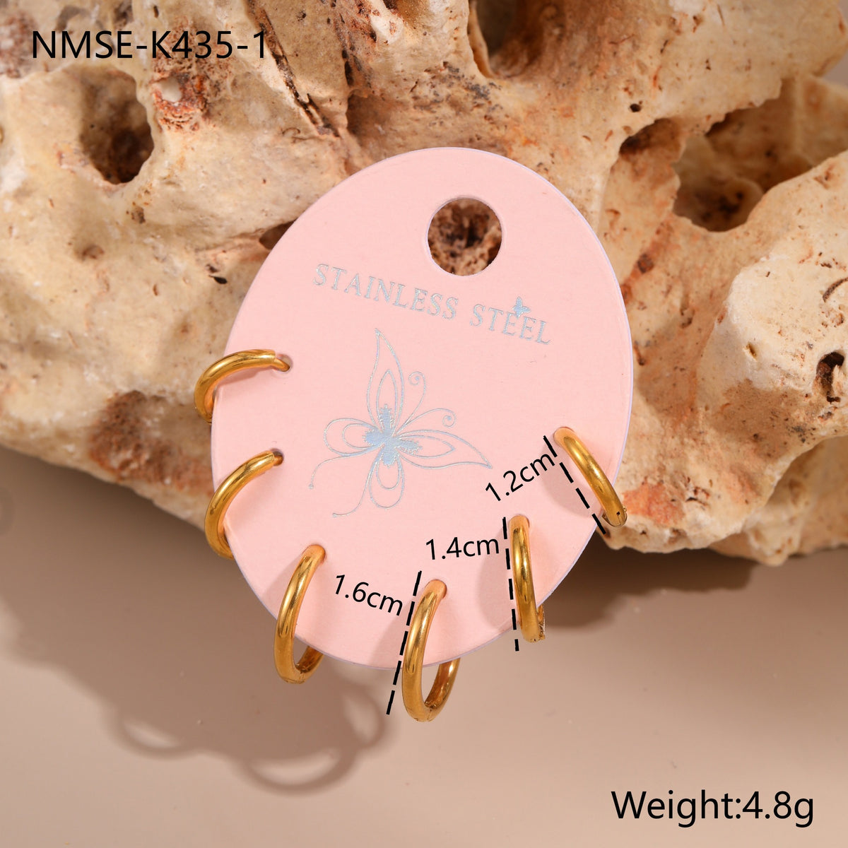 Three-Pair Titanium Steel Stud Earrings – Dazzling Cubic Zirconia, Stylish Design