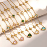 Faceted Glass Heart Pendant Necklace – 18K Gold Plated Stainless Steel, Dainty Minimalist Jewelry