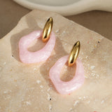 Pastel Resin Hoop Earrings – 18K Gold Plated Stainless Steel, Cute Minimalist Chic Jewelry for Women