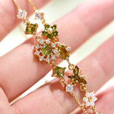 Original “Misty Forest” Butterfly Bracelet – Vintage Olive Green Zircon Jewelry, Unique Nature-Inspired Design