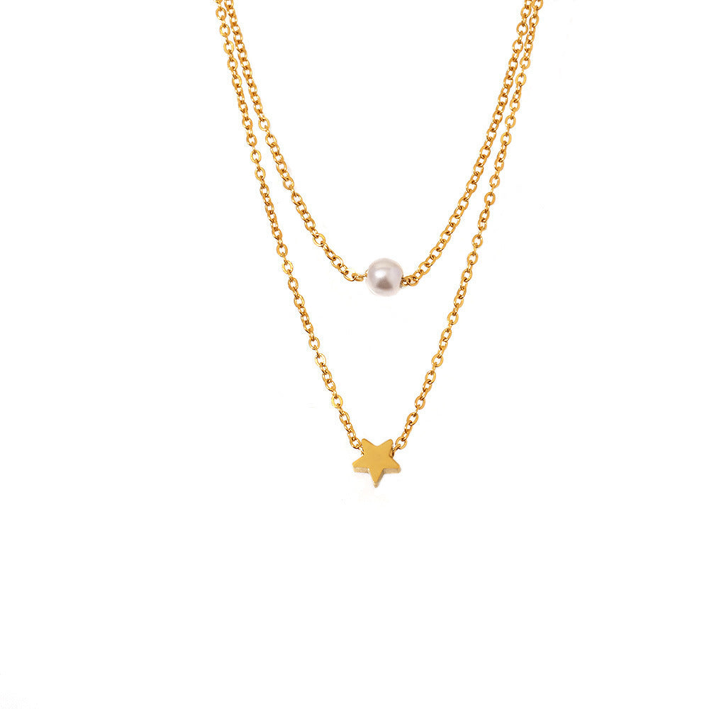 Star & Pearl Layered Necklace
