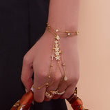 Luxury CZ Hand Chain Bracelet – 18K Gold-Plated Stainless Steel, Elegant Statement Jewelry