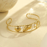 Ocean Series Starfish & Seashell Bangle – Stainless Steel Coastal Jewelry for Women, Trendy Minimalist Summer Bracelet