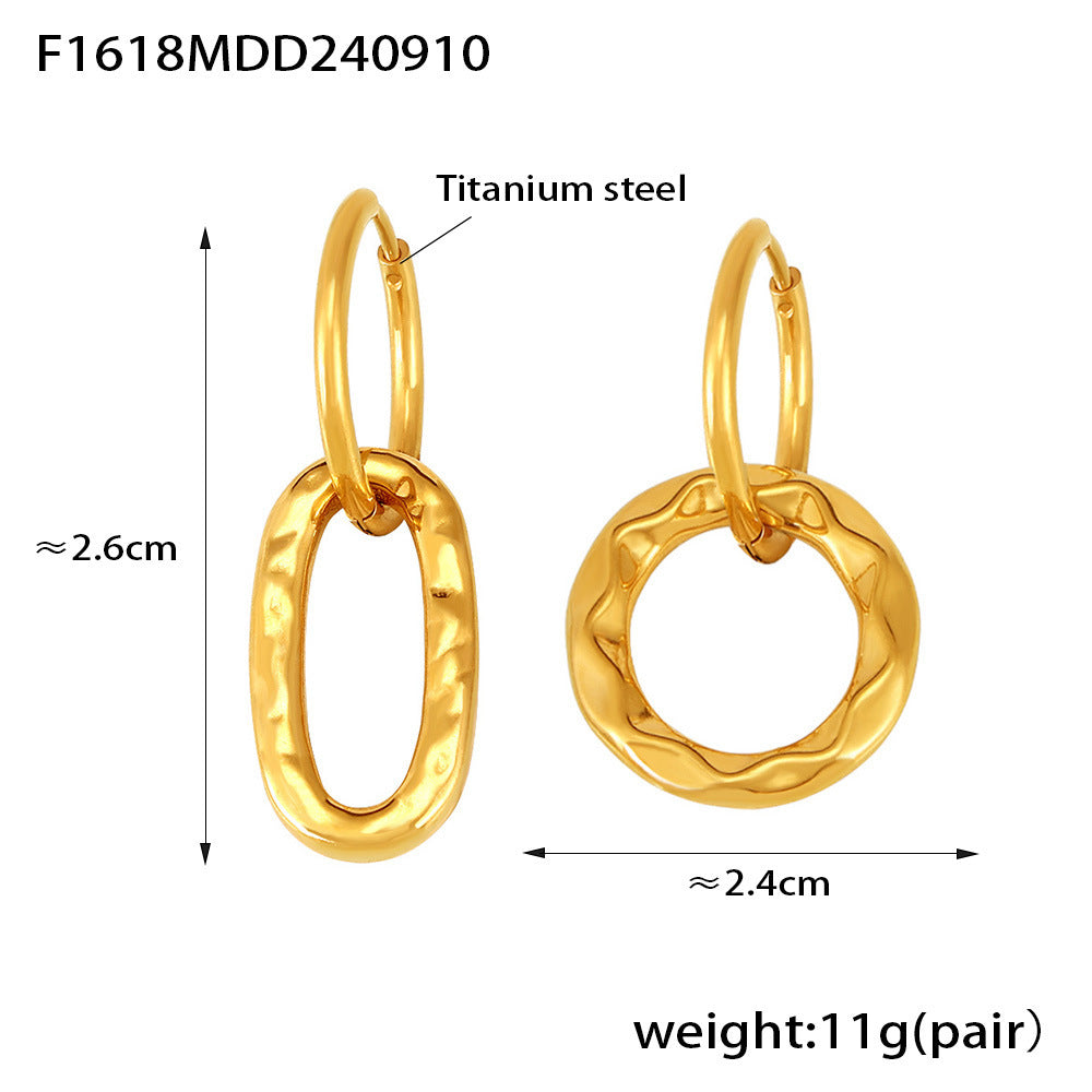 Asymmetrical Geometric Hoop Earrings – Retro INS Style Stainless Steel