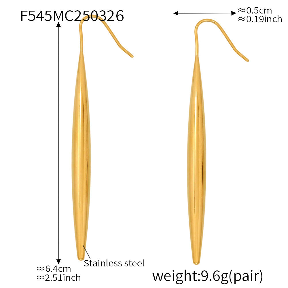 Minimalist Long Teardrop Tassel Earrings – Stainless Steel Slimming Design