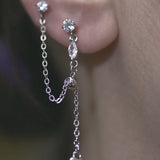 Double Piercing Teardrop Chain Sterling Silver