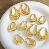 Trendy U-Shaped Hoop Earrings for Women – 18K Gold Plated Titanium Steel, Minimalist Waterproof Statement Jewelry