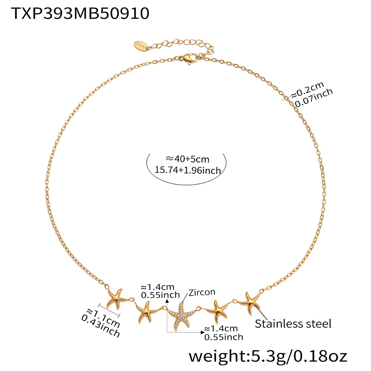 Starfish CZ Jewelry – 18K Gold-Plated Stainless Steel, Beach-Inspired Design