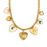 Vintage Chic Heart Pendant Necklace – 18K Gold Plated Stainless Steel O-Link Chain, Minimalist Elegant Jewelry for Women