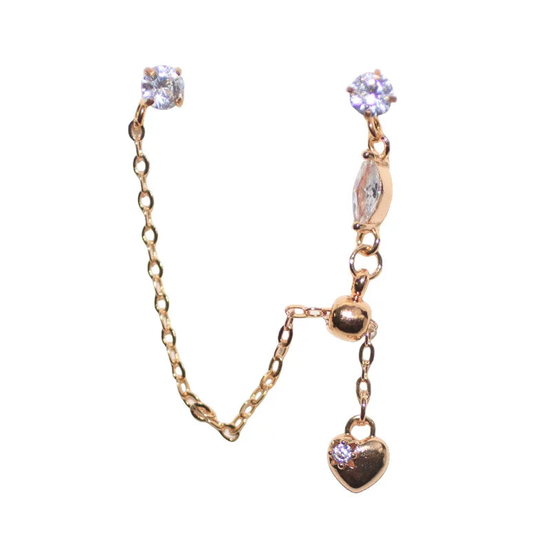 Double Piercing Teardrop Chain Sterling Silver