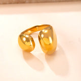 Irregular Open Ring for Women – Polished Stainless Steel Adjustable Band, Modern Minimalist Fashion Jewelry