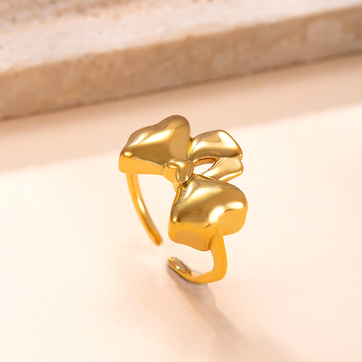 Stainless Steel Bow Knot Ring – Elegant Adjustable Titanium Steel Band, Chic Minimalist Jewelry for Women