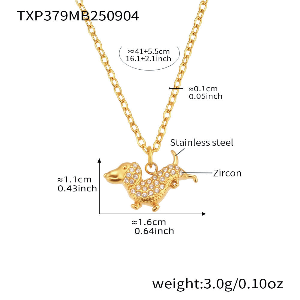 Zircon Puppy Zodiac Jewelry – 18K Gold Plated Stainless Steel Necklace, Bracelet, Ring & Earrings