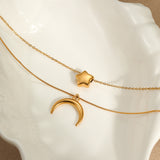 Layered Star & Moon Necklace – Stainless Steel Multi-Layer Choker