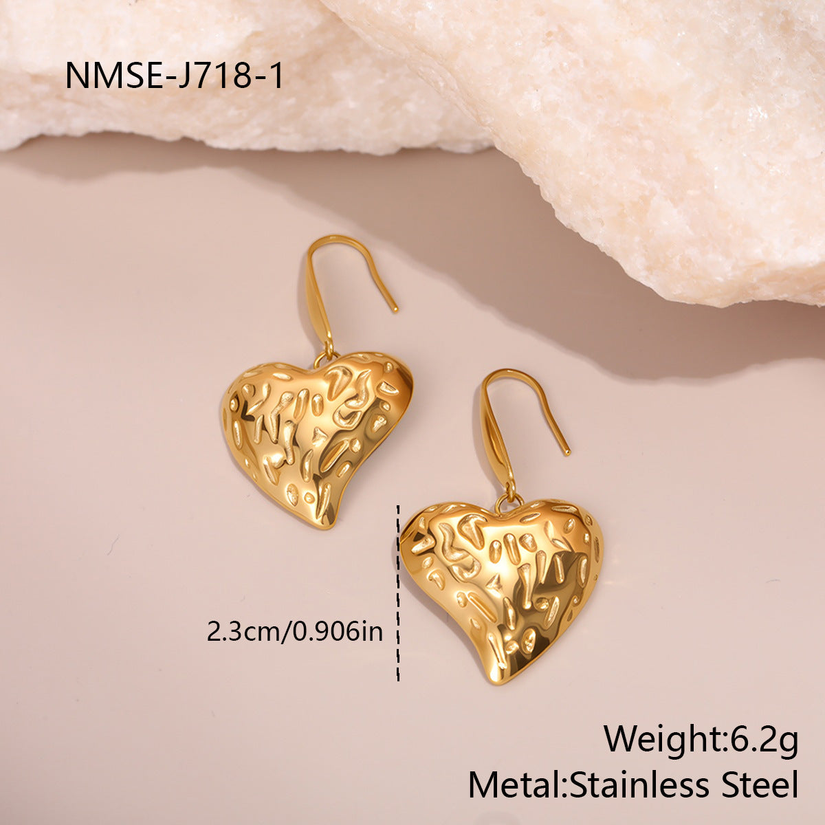 Elegant Heart Drop Earrings – Stainless Steel with Zircon Stones, Minimalist Luxury Jewelry for Women