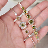 Misty Forest Olive Green Zircon Butterfly Bracelet – Unique Designer Sparkling Jewelry