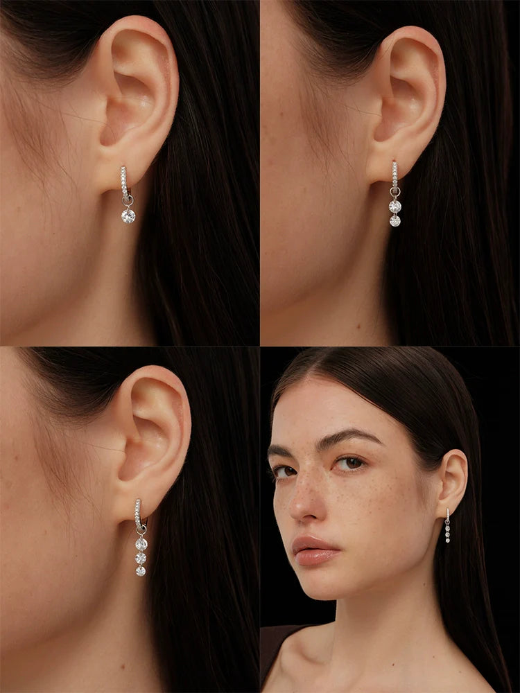 S925 Sterling Silver Hoop Earrings with 5A Zircon