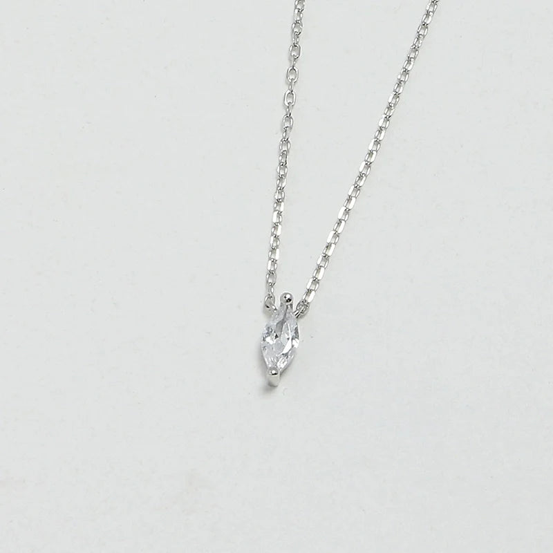 S925 Sterling Silver Mini Marquise Stone Necklace