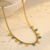 Classic Stainless Steel Tassel Necklace with Colorful Crystals – Layered, Non-Tarnish, Everyday Jewelry