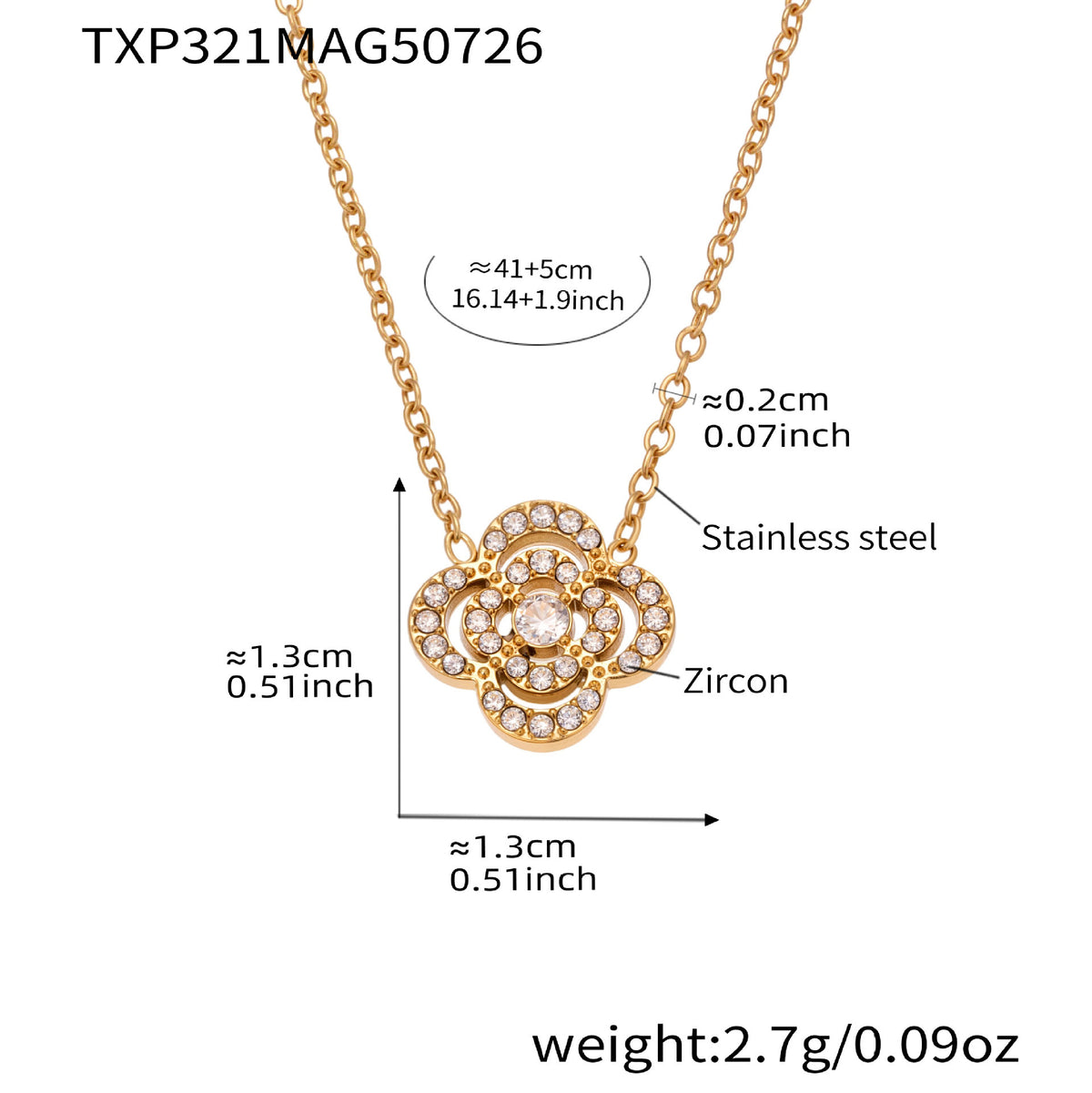 Clover & Star Zircon Necklace Bracelet – Stainless Steel, Dainty Layered Jewelry, Sparkling CZ Flowers