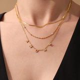 Gold Plated Titanium Necklace & Bracelet with 5A CZ Letter – Personalized Gift Jewelry