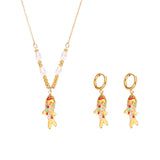 Enamel Koi Fish Pendant Necklace & Earrings