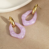 Pastel Resin Hoop Earrings – 18K Gold Plated Stainless Steel, Cute Minimalist Chic Jewelry for Women