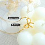 Kawaii Bow Pendant Necklace – Cute Ribbon Charm Stainless Steel Choker