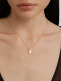 S925 Sterling Silver Matte Gold Mini Square Pendant Necklace