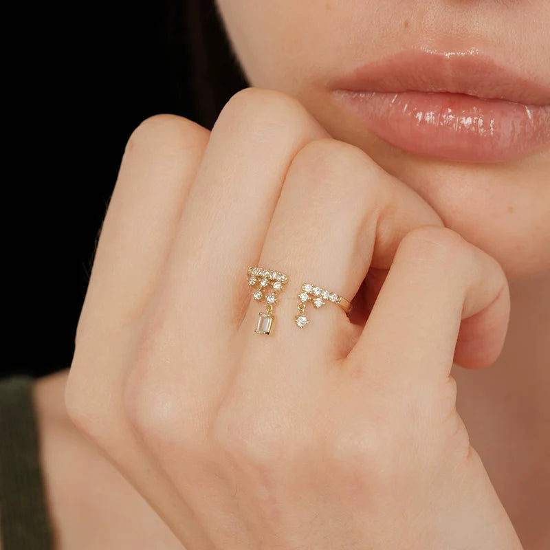 S925 Sterling Silver French Chandelier Tassel Ring