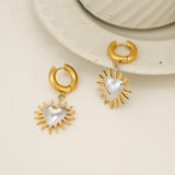 Gold & Silver Sun Heart Hoop Earrings