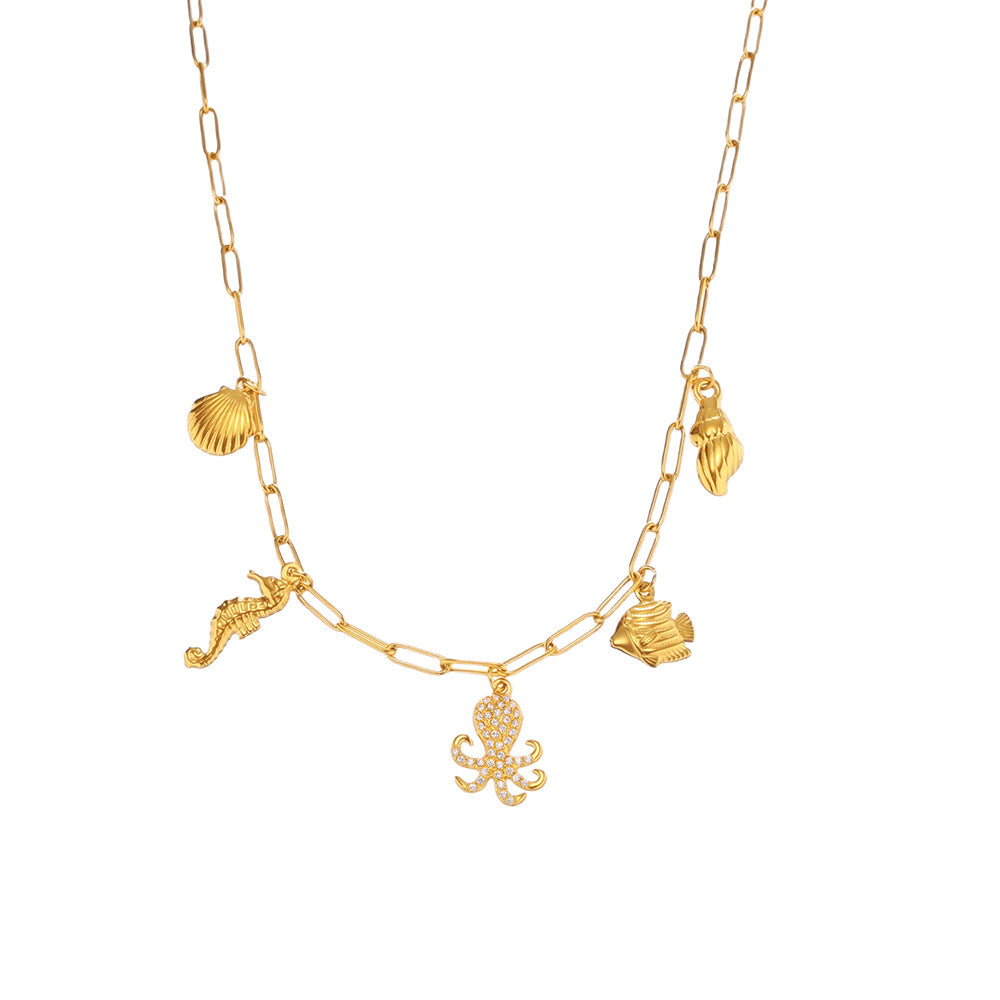 Ocean-Inspired Octopus & Shell Necklace