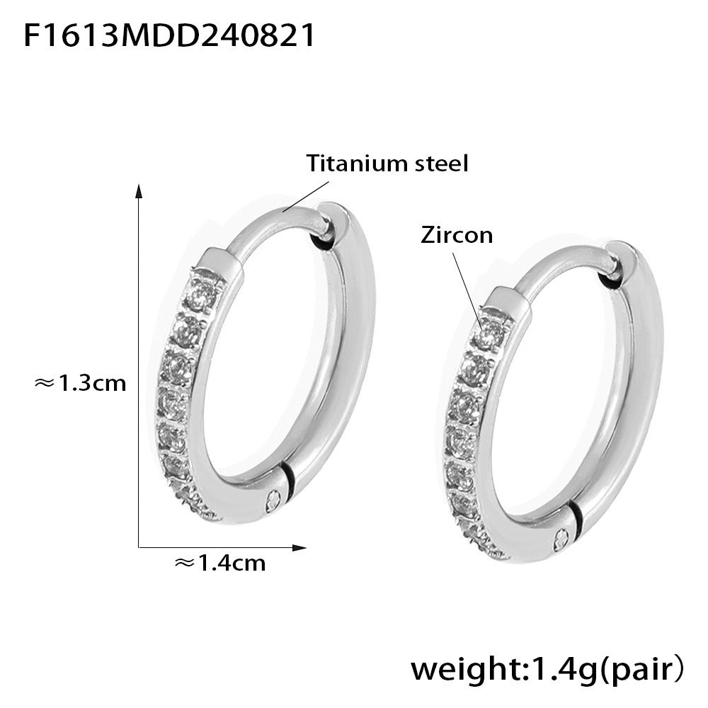 Minimalist Zircon Huggie Hoop Earrings – PVD 18K Gold Plated Titanium Steel, Tarnish-Free Everyday Jewelry for Women