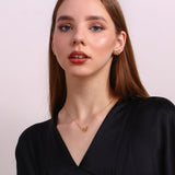 Cute Bow Pendant Necklace & Stud Earrings – 18K Gold Plated Stainless Steel, Minimalist Chic Jewelry for Women