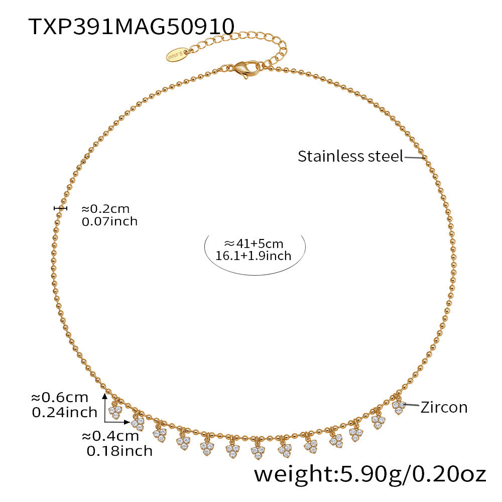 Triangle Tassel CZ Necklace & Bracelet – Stainless Steel, Delicate & Chic