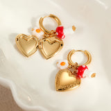 Heart Geometric Enamel Drop Earrings