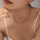 Layered Necklace & Dainty Bracelet – 18K Gold Plated Stainless Steel Minimalist Jewelry