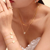 Five-Petal Flower Zircon Bracelet Necklace