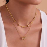 Infinity Heart Pavé Necklace & Bracelet – Dainty Layered Chains, PVD Gold Stainless Steel