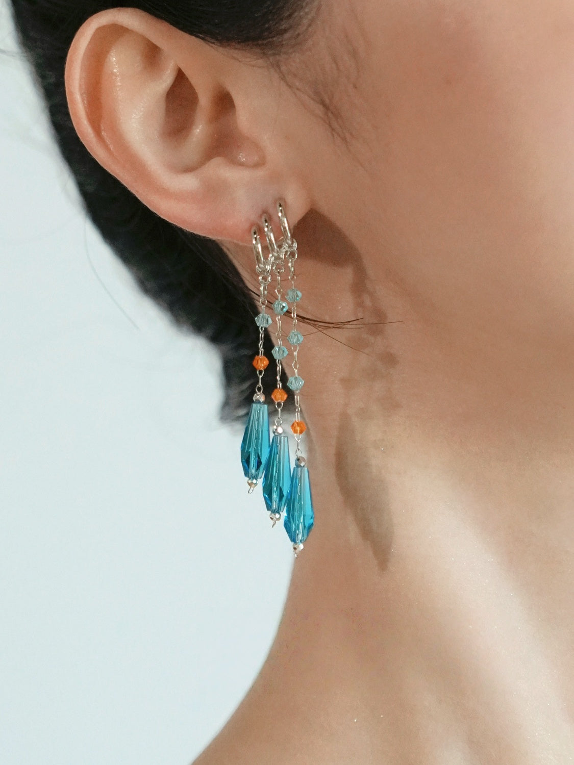Original Blue Crystal Tassel Earrings