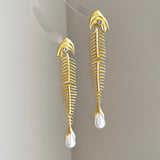 Pearl fish bone Earring
