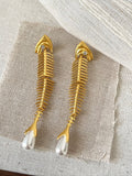 Pearl fish bone Earring