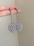 Pink blue contrast rattan earring