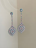 Pink blue contrast rattan earring