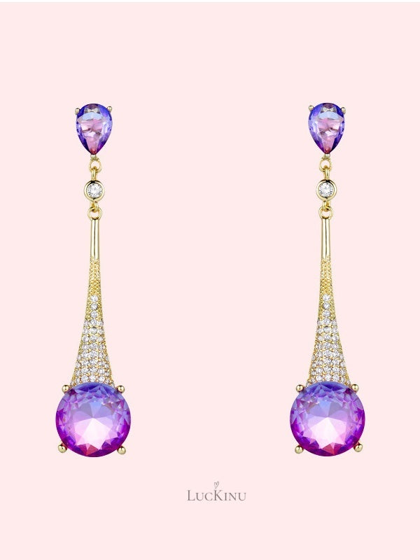 Violet Crystal Tassel Earrings