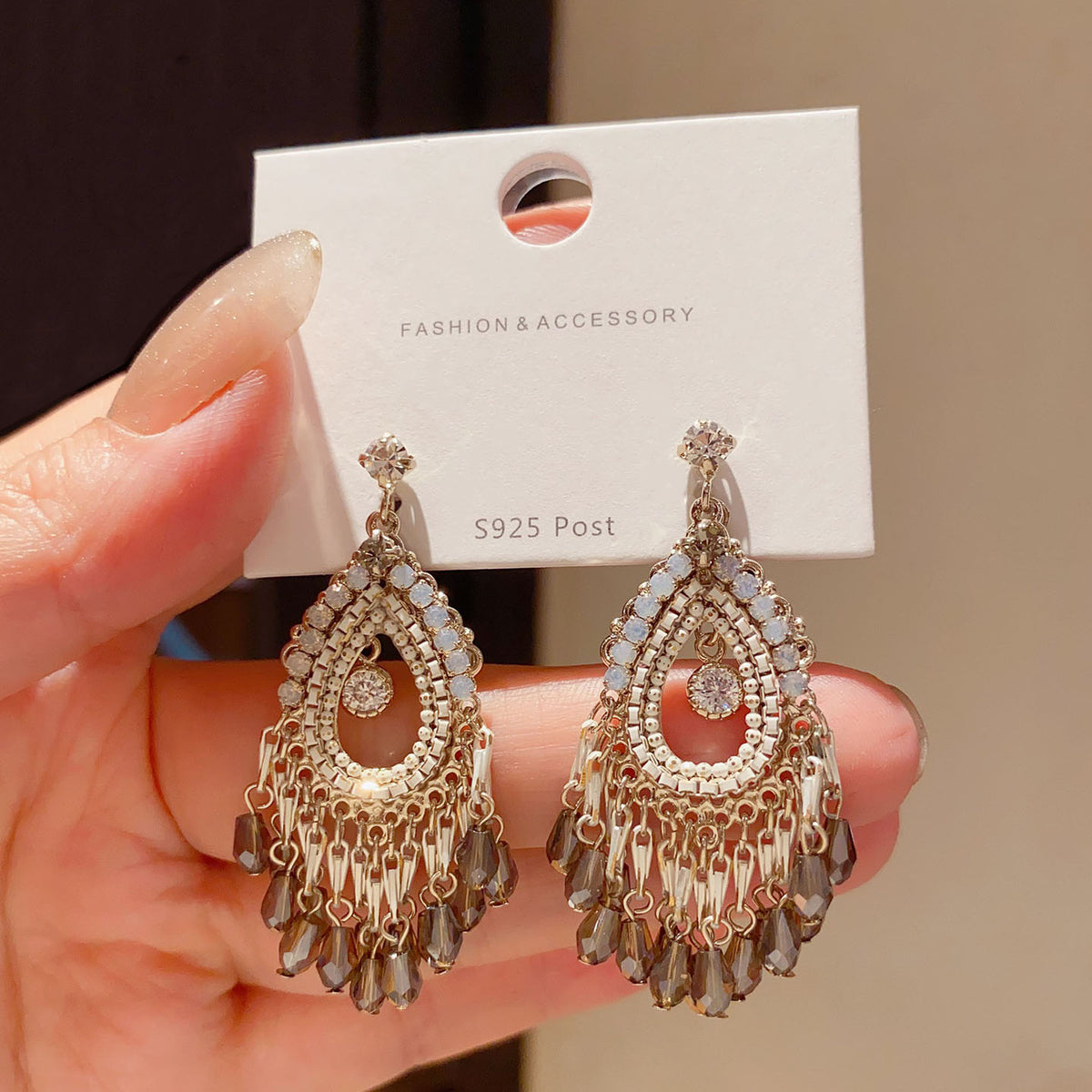 Vintage Palace Ethnic Crystal Tassel Earrings