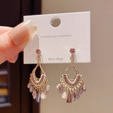 Vintage Royal Crystal Tassel Earrings