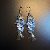 Wave Whispers Blue Fish Earring