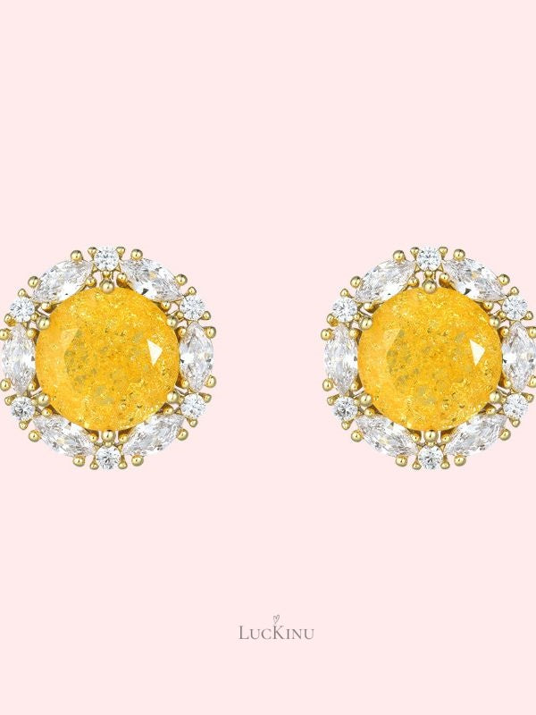 Ice Fire Yellow Stud Earrings